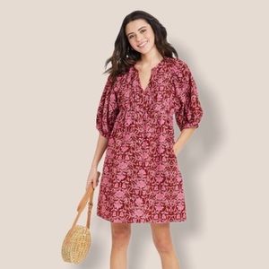 Universal thread puff sleeve babydoll dress